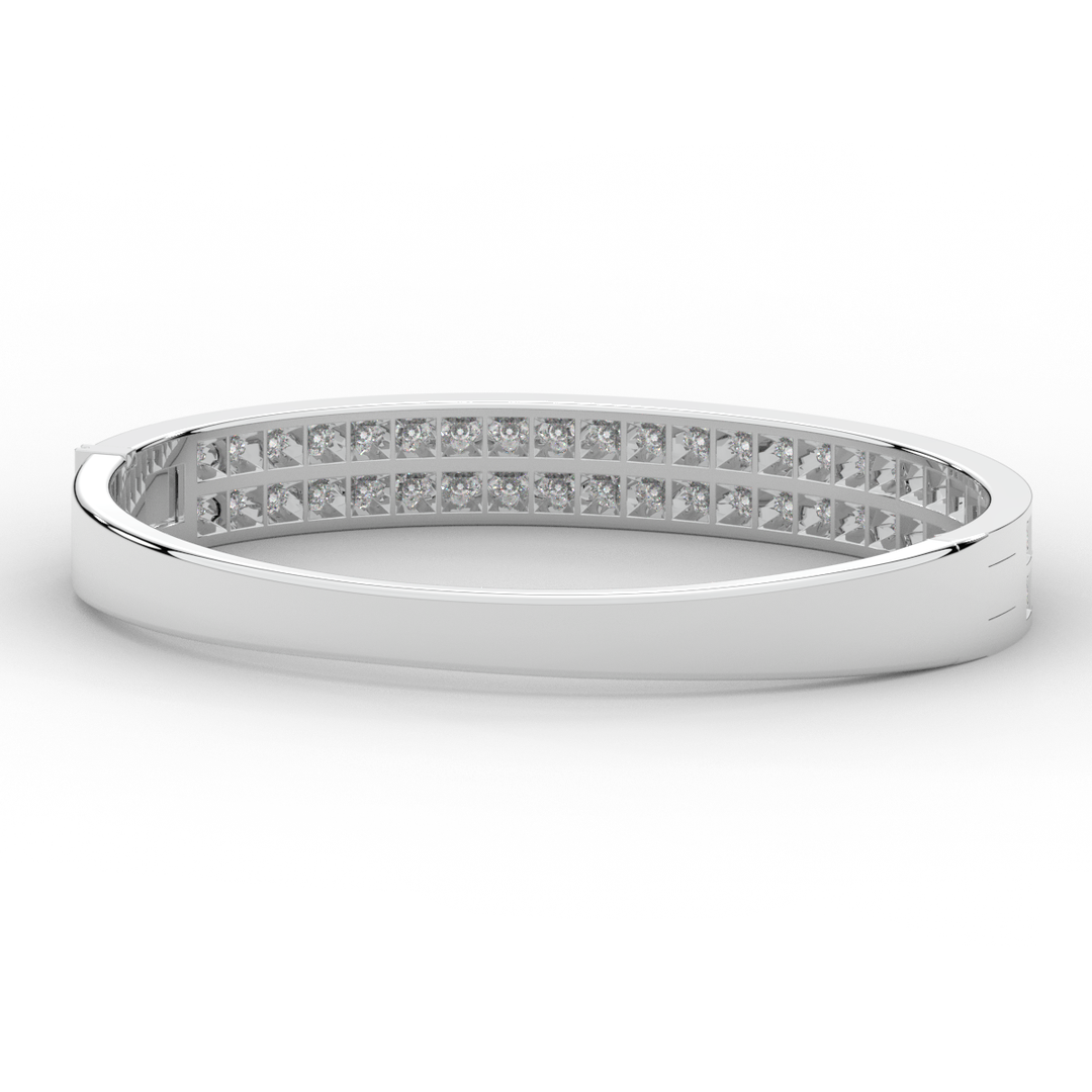2.00CT.TW ROUND LAB TWO ROW DIAMOND BANGLE - Nazarelle