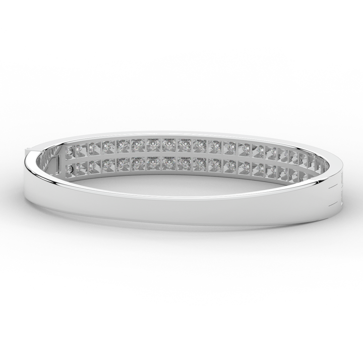 2.00CT.TW ROUND LAB TWO ROW DIAMOND BANGLE - Nazarelle