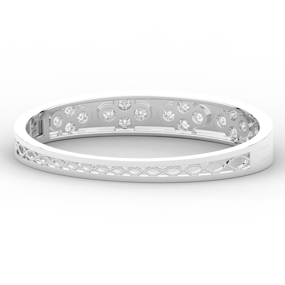 4.10CT.TW ROUND LAB DIAMOND BEZEL SET BANGLE - Nazarelle