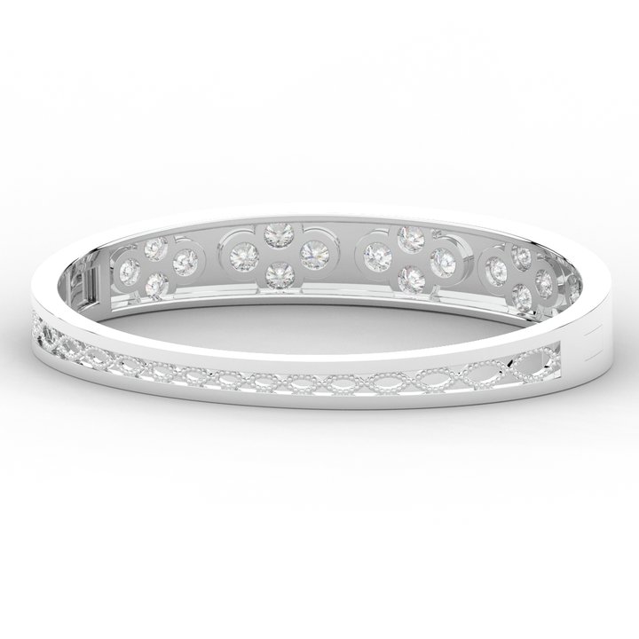 4.10CT.TW ROUND LAB DIAMOND BEZEL SET BANGLE - Nazarelle