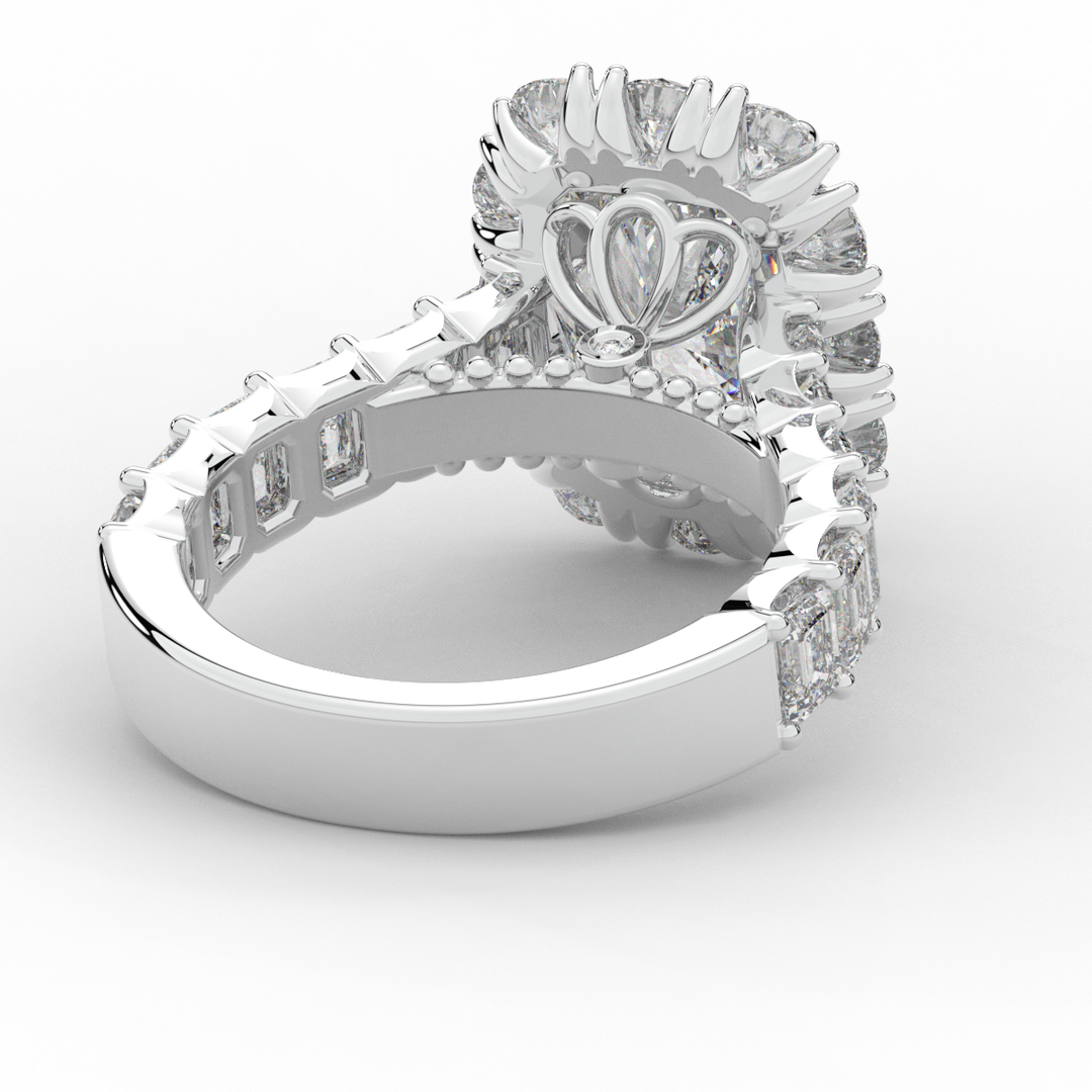 6.00CT.TW RADIANT LAB DIAMOND HALO ENGAGEMENT RING - Nazarelle