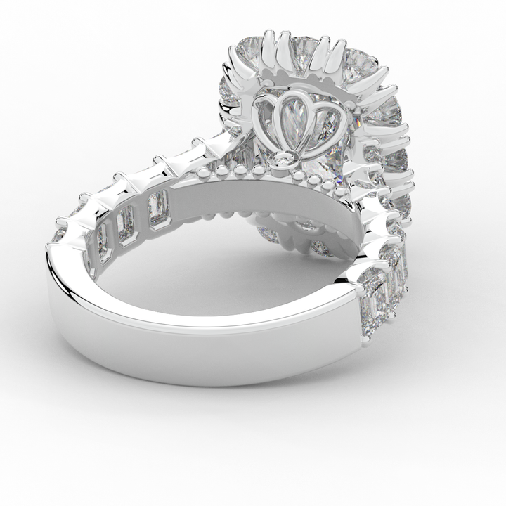 6.00CT.TW RADIANT LAB DIAMOND HALO ENGAGEMENT RING - Nazarelle