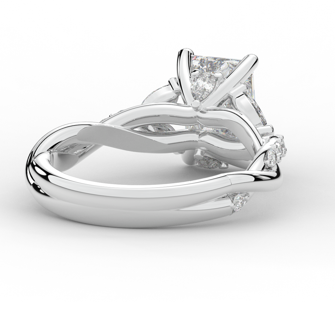 2.40CT.TW RADIANT LAB DIAMOND TWIST BAND ENGAGEMENT RING - Nazarelle