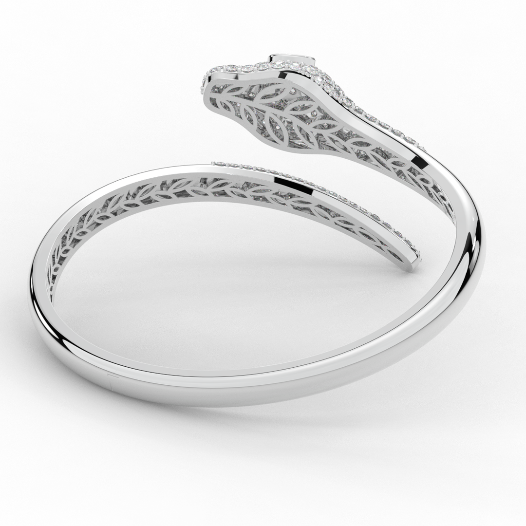 3.75CT.TW ROUND AND PEAR LAB DIAMOND SNAKE BANGLE - Nazarelle