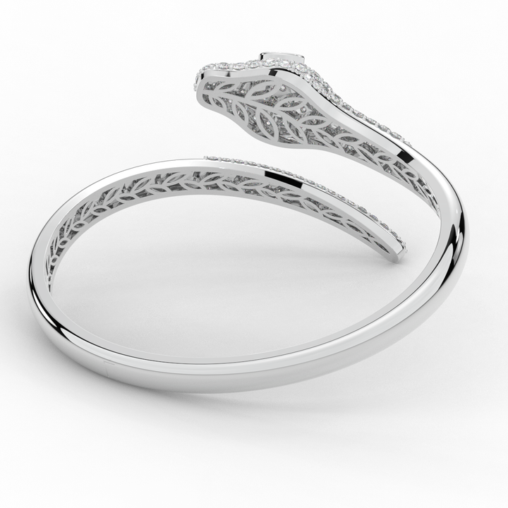 3.75CT.TW ROUND AND PEAR LAB DIAMOND SNAKE BANGLE - Nazarelle