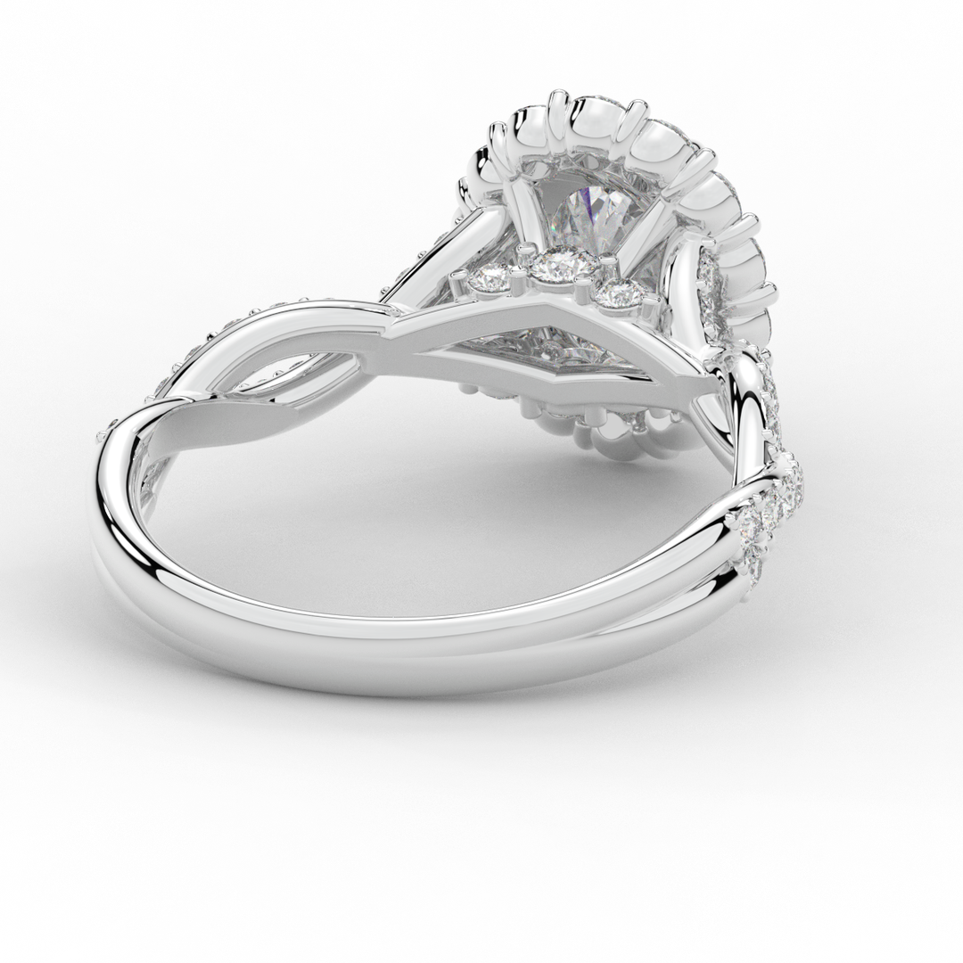 1.75CT.TW OVAL LAB DIAMOND HALO TWIST BAND ENGAGEMENT RING - Nazarelle