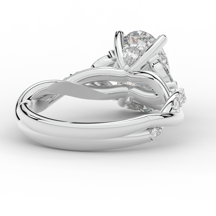 2.40CT.TW OVAL LAB DIAMOND TWIST ENGAGEMENT RING - Nazarelle