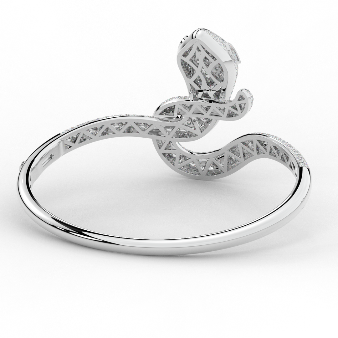 4.90CT.TW ROUND AND PEAR LAB DIAMOND SNAKE BANGLE - Nazarelle