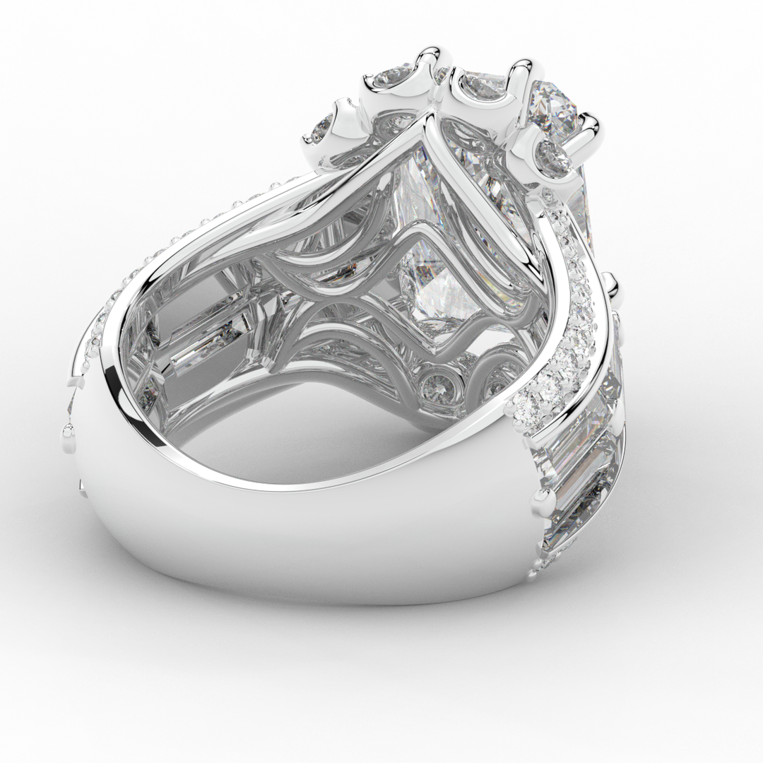 8.25CT.TW RADIANT LAB DIAMOND HALO ENGAGEMENT RING - Nazarelle