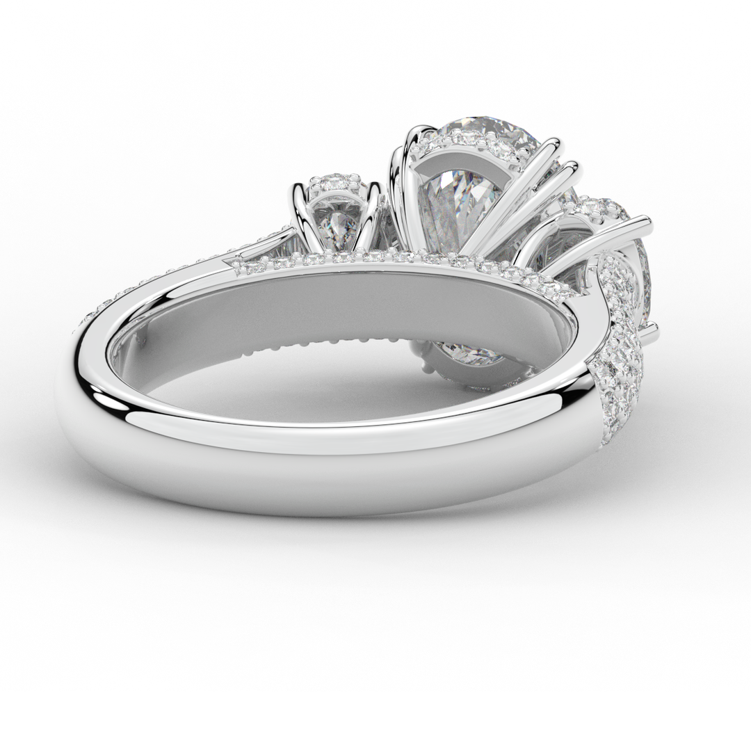 3.70CT.TW OVAL LAB DIAMOND 3 STONE ENGAGEMENT RING - Nazarelle