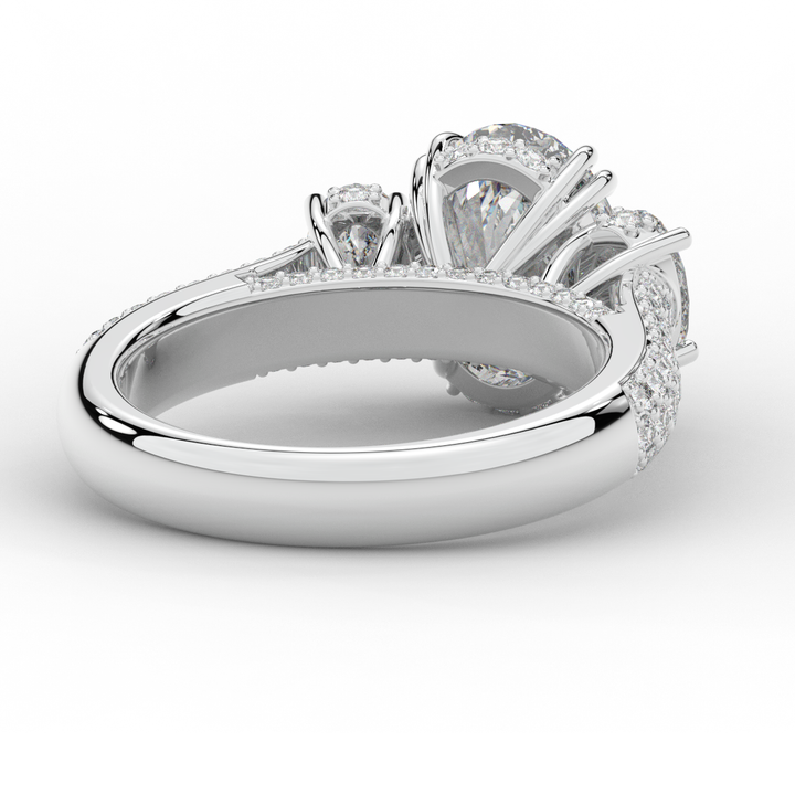 3.70CT.TW OVAL LAB DIAMOND 3 STONE ENGAGEMENT RING - Nazarelle