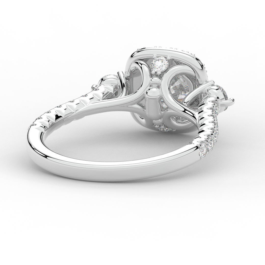 1.75CT.TW ROUND LAB DIAMOND HALO ENGAGEMENT RING - Nazarelle