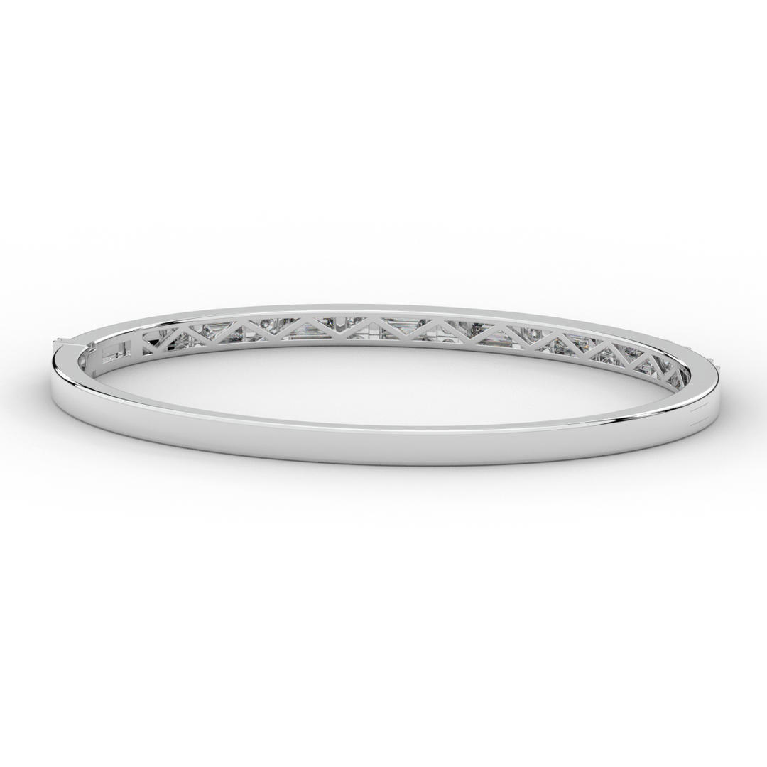 2.75CT.TW ROUND AND EMERALD CUT LAB DIAMOND SHARED PRONG BANGLE - Nazarelle