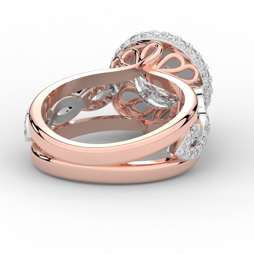 2.85CT.TW ROUND LAB DIAMOND HALO TWO TONE ENGAGEMENT RING - Nazarelle