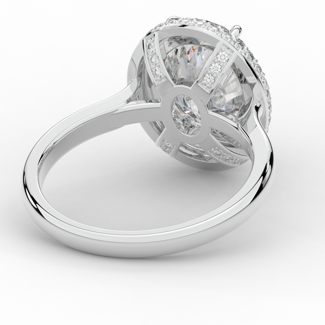 4.40CT.TW OVAL LAB DIAMOND HALO ENGAGEMENT RING - Nazarelle