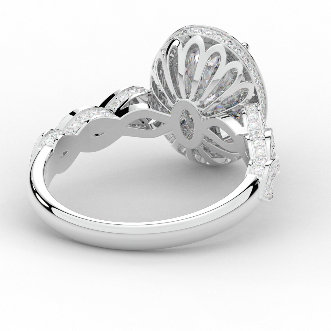 3.10CT.TW OVAL LAB DIAMOND HALO ENGAGEMENT RING - Nazarelle