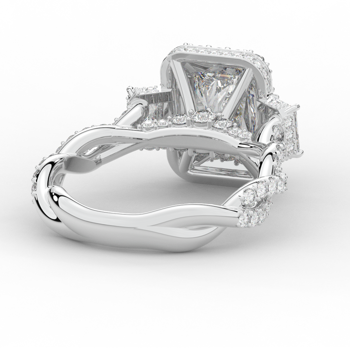 4.70CT.TW RADIANT LAB DIAMOND 3 STONE ENGAGEMENT RING - Nazarelle