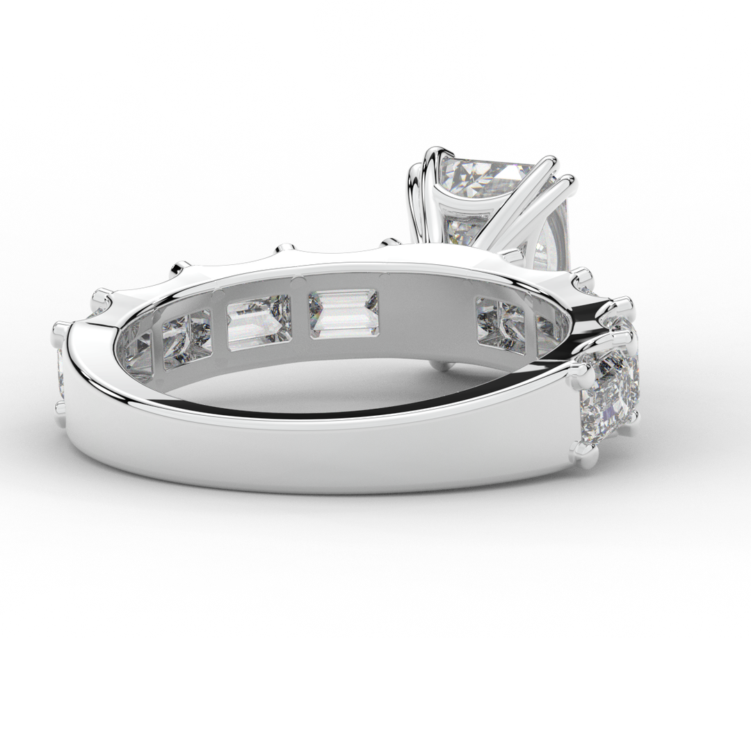 3.75CT.TW EMERALD CUT LAB DIAMOND SOLITAIRE ENGAGEMENT RING - Nazarelle