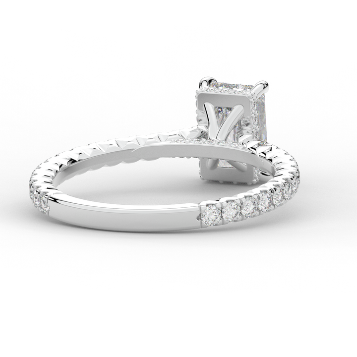 2.10CT.TW RADIANT LAB DIAMOND UNDERHALO SOLITAIRE ENGAGEMENT RING - Nazarelle