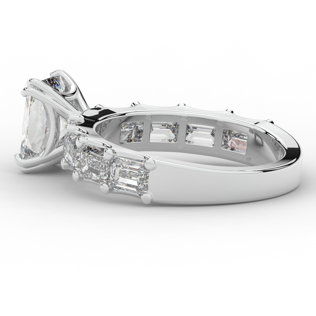 3.75CT.TW RADIANT LAB DIAMOND SOLITAIRE ENGAGEMENT RING - Nazarelle