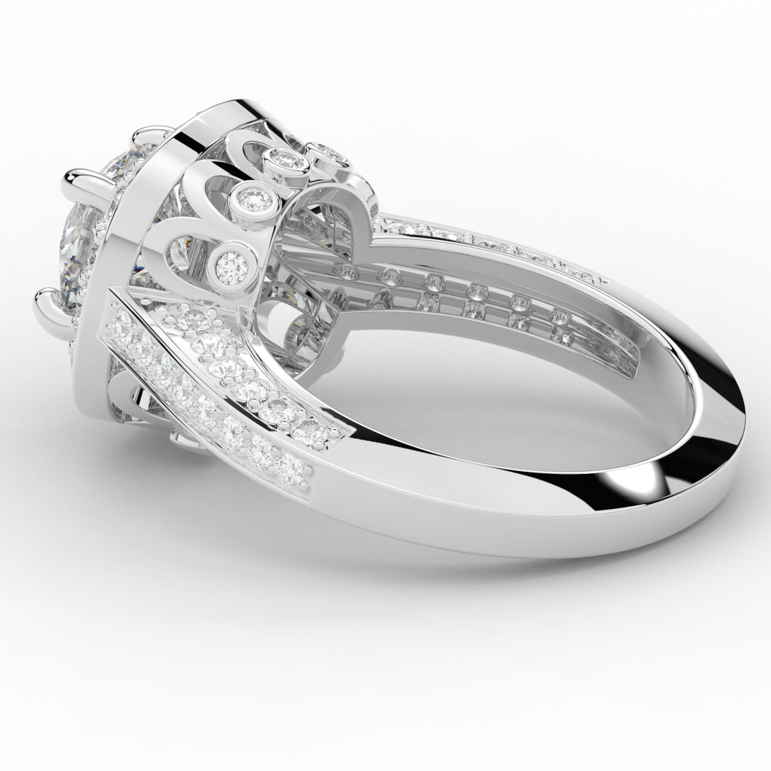 1.50CT.TW ROUND LAB DIAMOND HALO ENGAGEMENT RING - Nazarelle