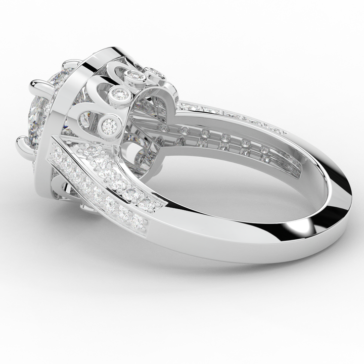 1.50CT.TW ROUND LAB DIAMOND HALO ENGAGEMENT RING - Nazarelle