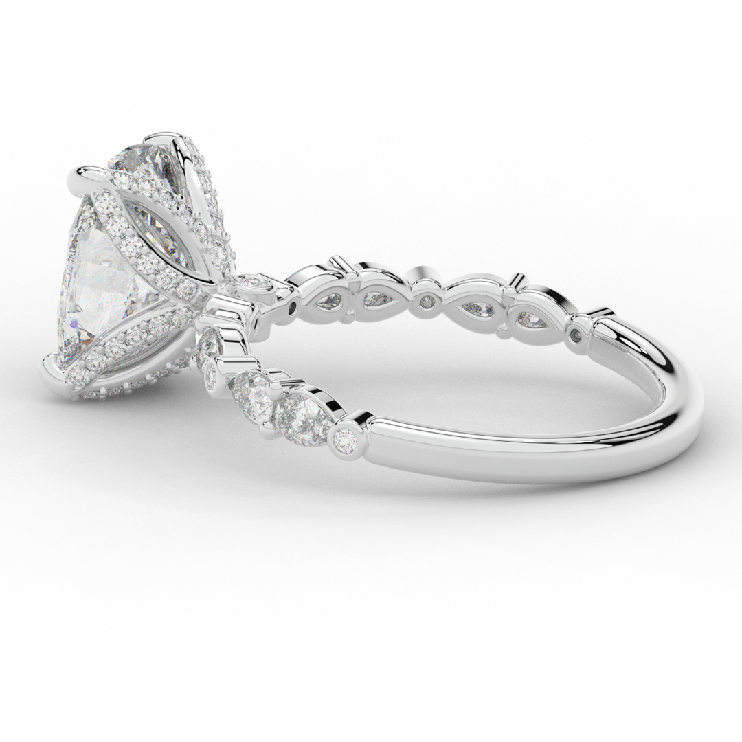 3.60CT.TW CUSHION LAB DIAMOND SOLITAIRE ENGAGEMENT RING - Nazarelle