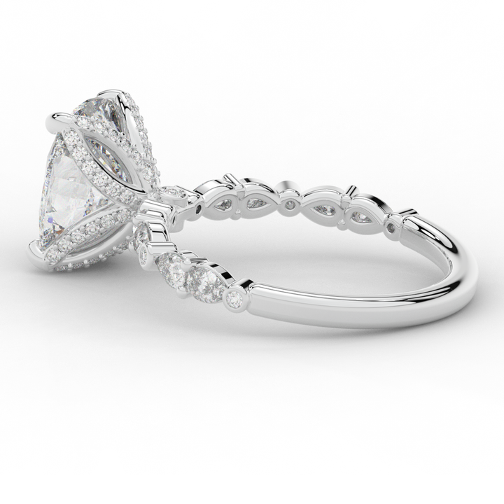 3.60CT.TW CUSHION LAB DIAMOND SOLITAIRE ENGAGEMENT RING - Nazarelle