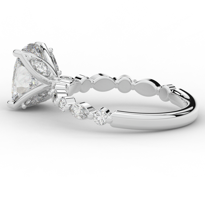 2.60CT.TW CUSHION LAB DIAMOND SOLITAIRE ENGAGEMENT RING - Nazarelle