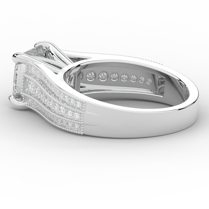 3.55CT.TW PRINCESS LAB DIAMOND ENGAGEMENT RING - Nazarelle