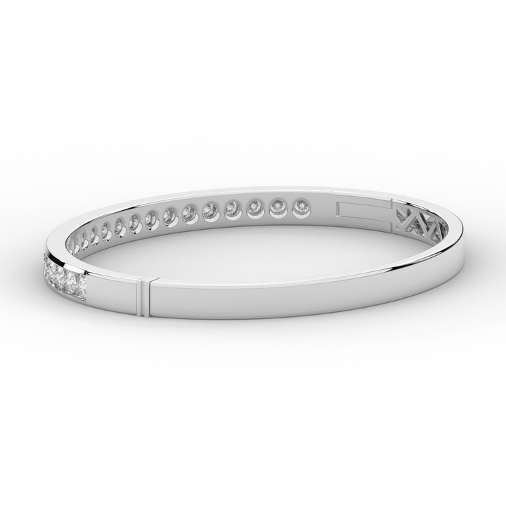 2.75CT.TW ROUND LAB CHANNEL SET DIAMOND BANGLE - Nazarelle