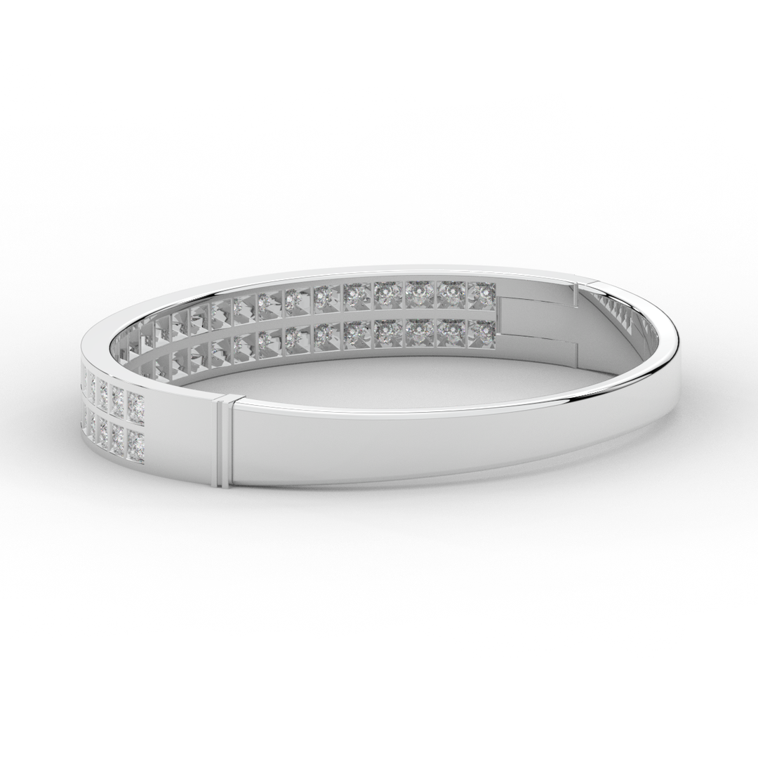 2.00CT.TW ROUND LAB TWO ROW DIAMOND BANGLE - Nazarelle