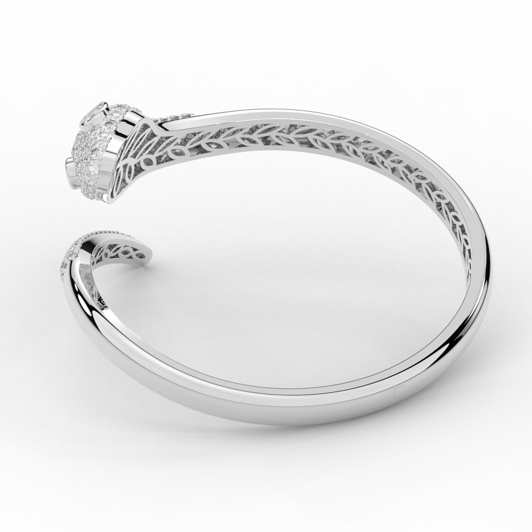 3.75CT.TW ROUND AND PEAR LAB DIAMOND SNAKE BANGLE - Nazarelle