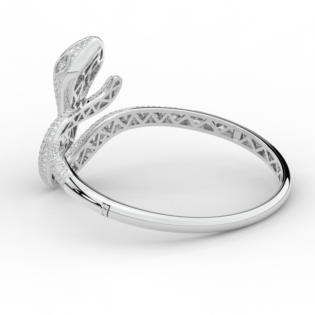 4.90CT.TW ROUND AND PEAR LAB DIAMOND SNAKE BANGLE - Nazarelle