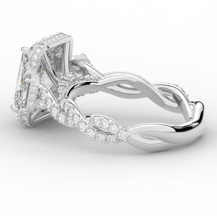 4.70CT.TW RADIANT LAB DIAMOND 3 STONE ENGAGEMENT RING - Nazarelle
