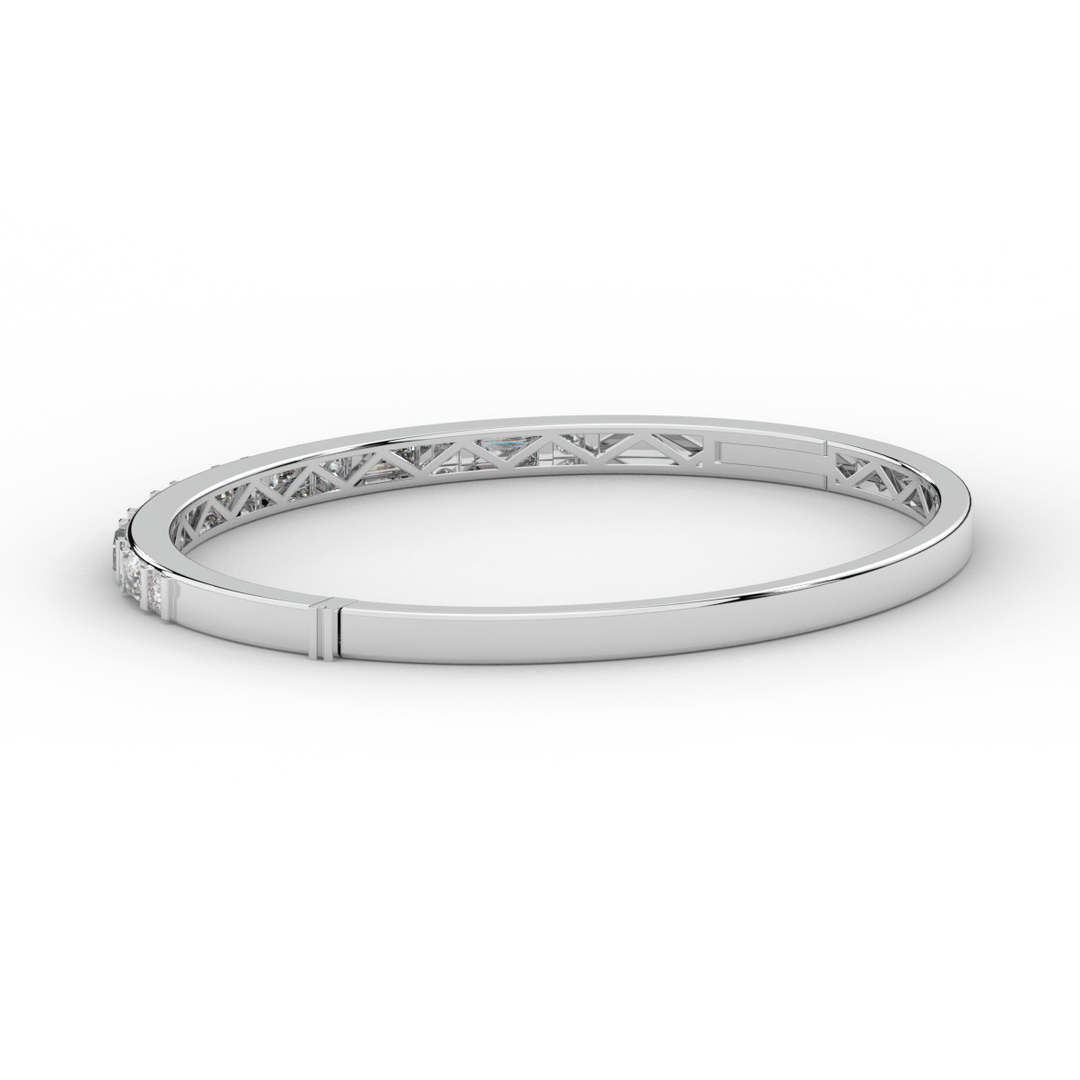 2.75CT.TW ROUND AND EMERALD CUT LAB DIAMOND SHARED PRONG BANGLE - Nazarelle