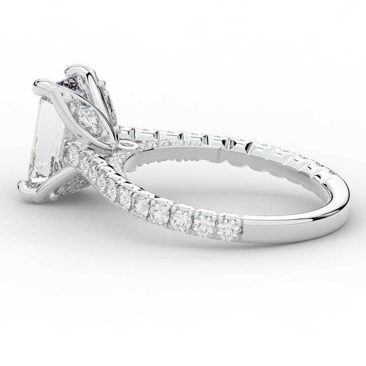 2.70CT.TW EMERALD CUT LAB DIAMOND SOLITAIRE ENGAGEMENT RING - Nazarelle