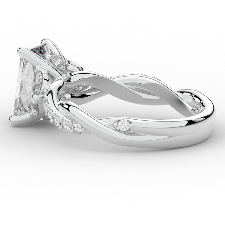 2.40CT.TW RADIANT LAB DIAMOND TWIST BAND ENGAGEMENT RING - Nazarelle