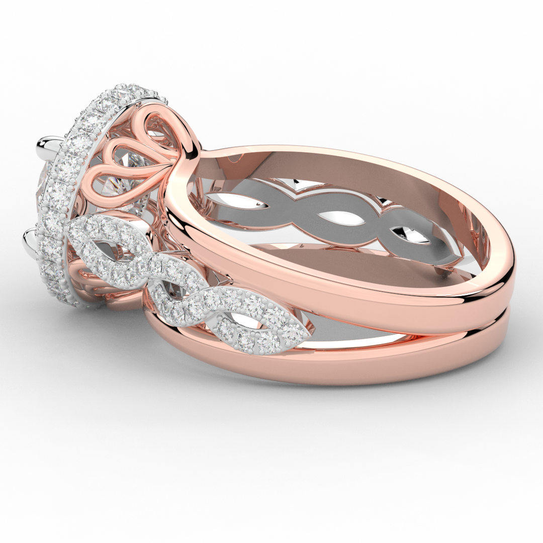 2.85CT.TW ROUND LAB DIAMOND HALO TWO TONE ENGAGEMENT RING - Nazarelle