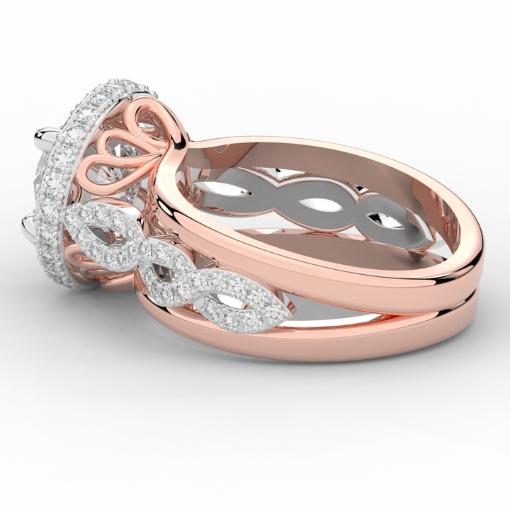 2.85CT.TW ROUND LAB DIAMOND HALO TWO TONE ENGAGEMENT RING - Nazarelle