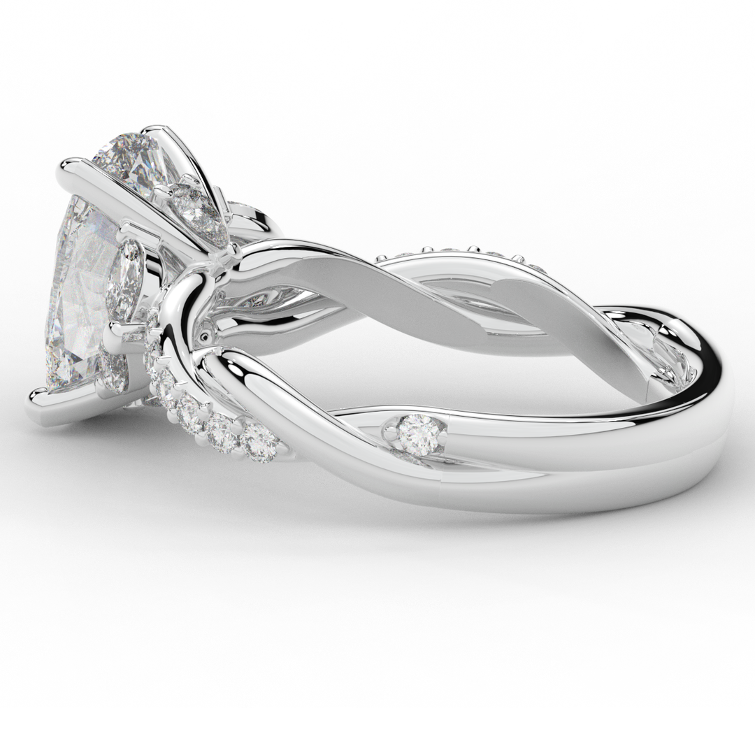 2.40CT.TW CUSHION LAB DIAMOND TWIST BAND ENGAGEMENT RING - Nazarelle
