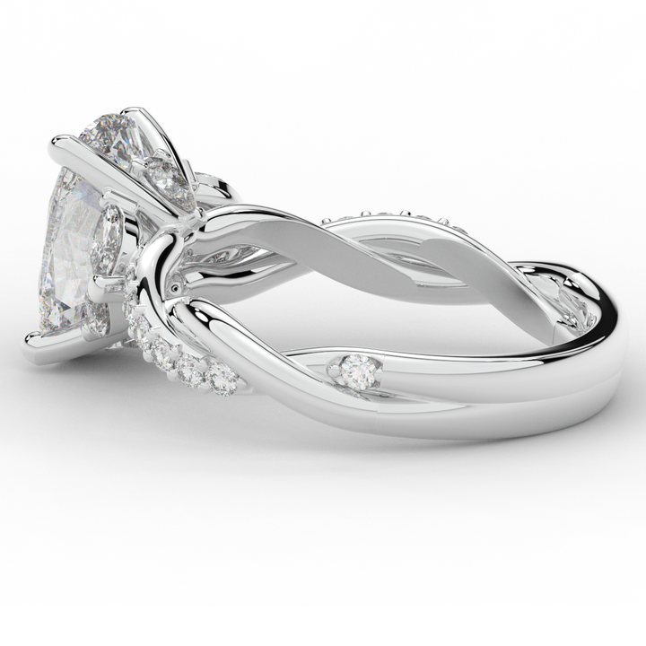 2.40CT.TW CUSHION LAB DIAMOND TWIST BAND ENGAGEMENT RING - Nazarelle
