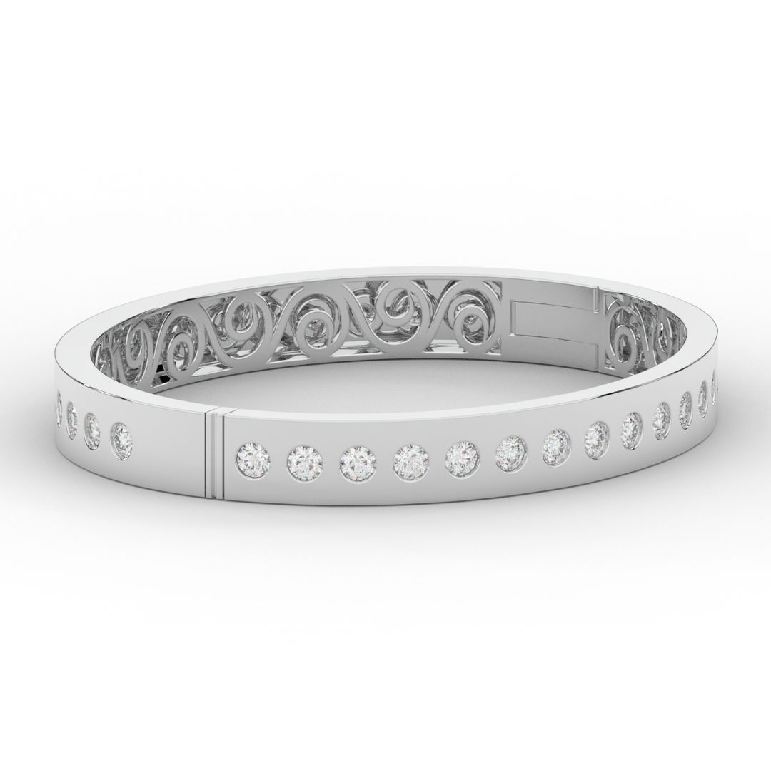 4.50CT.TW ROUND LAB DIAMOND ETERNITY BEZEL SET BANGLE - Nazarelle