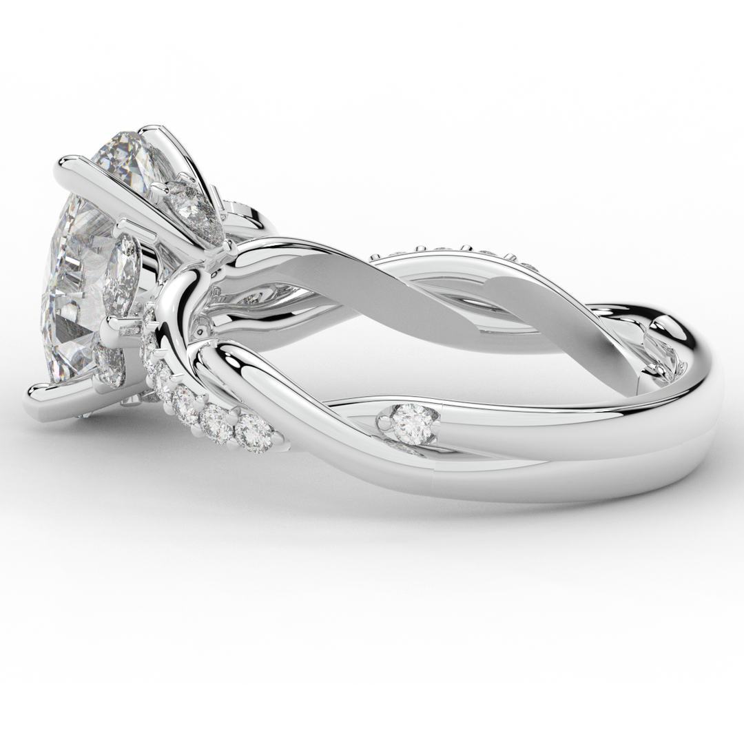 2.40CT.TW OVAL LAB DIAMOND TWIST ENGAGEMENT RING - Nazarelle