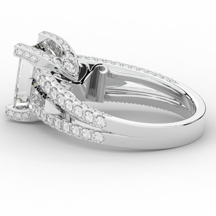 4.60CT.TW EMERALD CUT LAB DIAMOND SPLIT SHANK ENGAGEMENT RING - Nazarelle