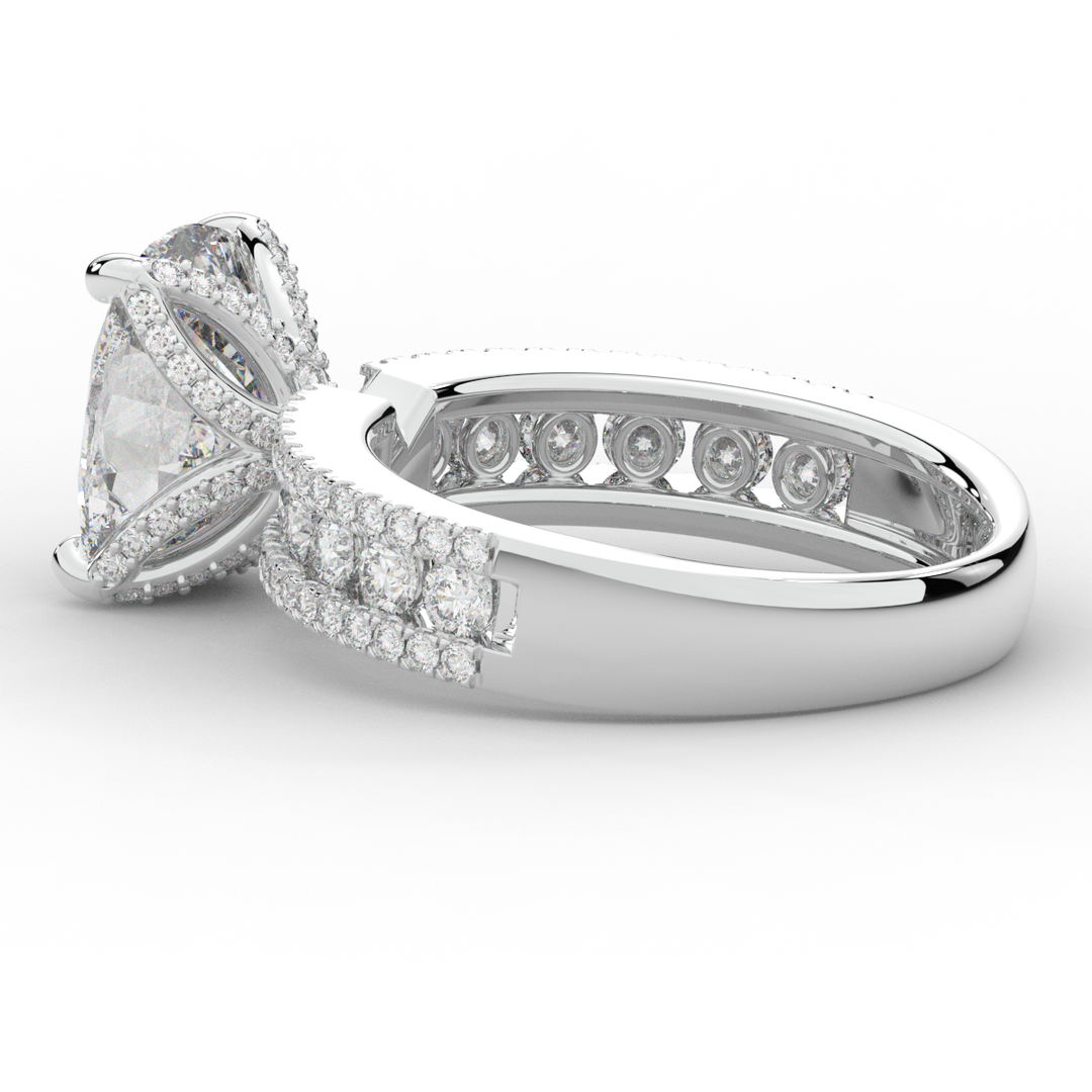 3.95CT.TW CUSHION LAB DIAMOND SOLITAIRE ENGAGEMENT RING - Nazarelle