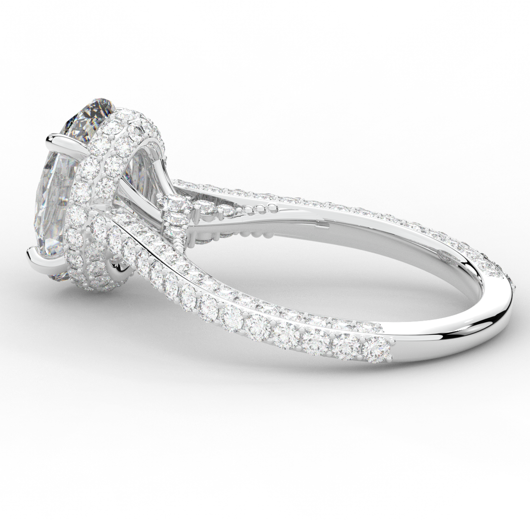 4.00CT.TW OVAL LAB DIAMOND UNDERHALO SOLITAIRE ENGAGEMENT RING - Nazarelle