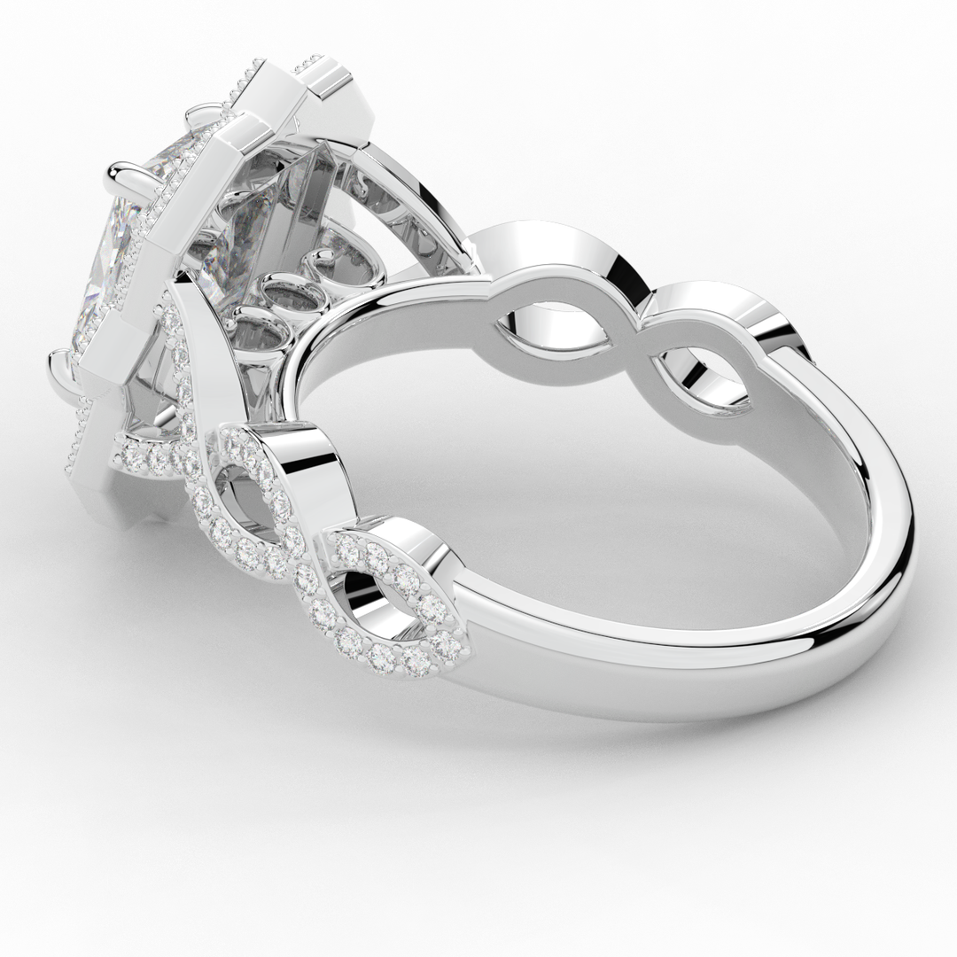 1.90CT.TW RADIANT LAB DIAMOND HALO ENGAGEMENT RING - Nazarelle