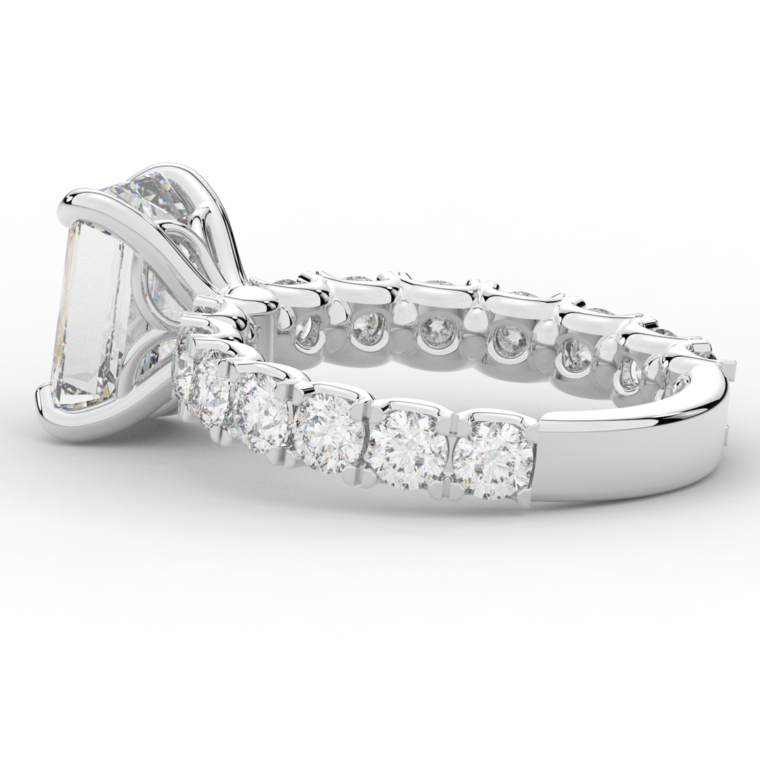 4.35CT.TW EMERALD CUT LAB DIAMOND ENGAGEMENT RING - Nazarelle