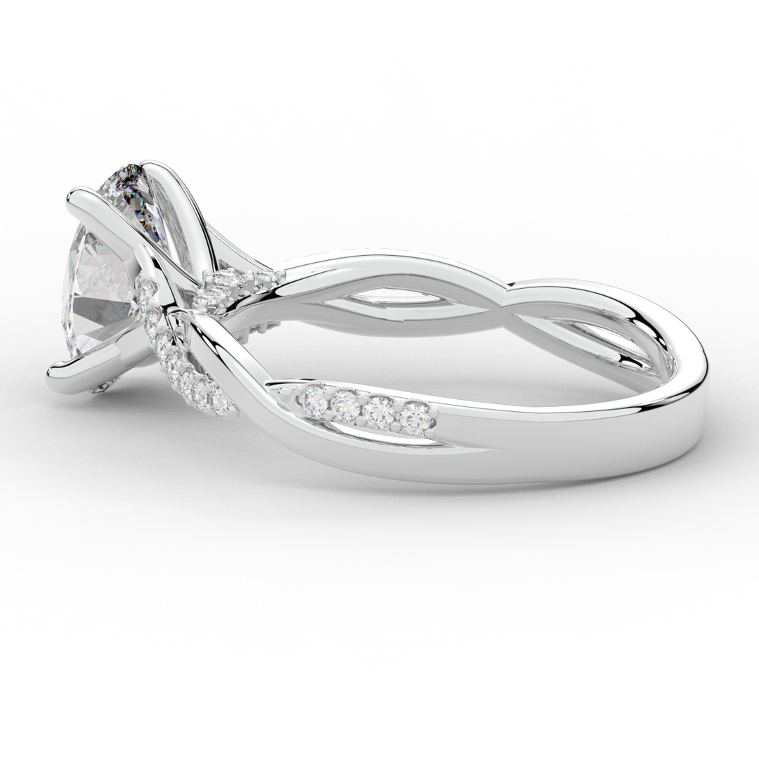1.70CT.TW OVAL LAB DIAMOND TWIST BAND ENGAGEMENT RING - Nazarelle